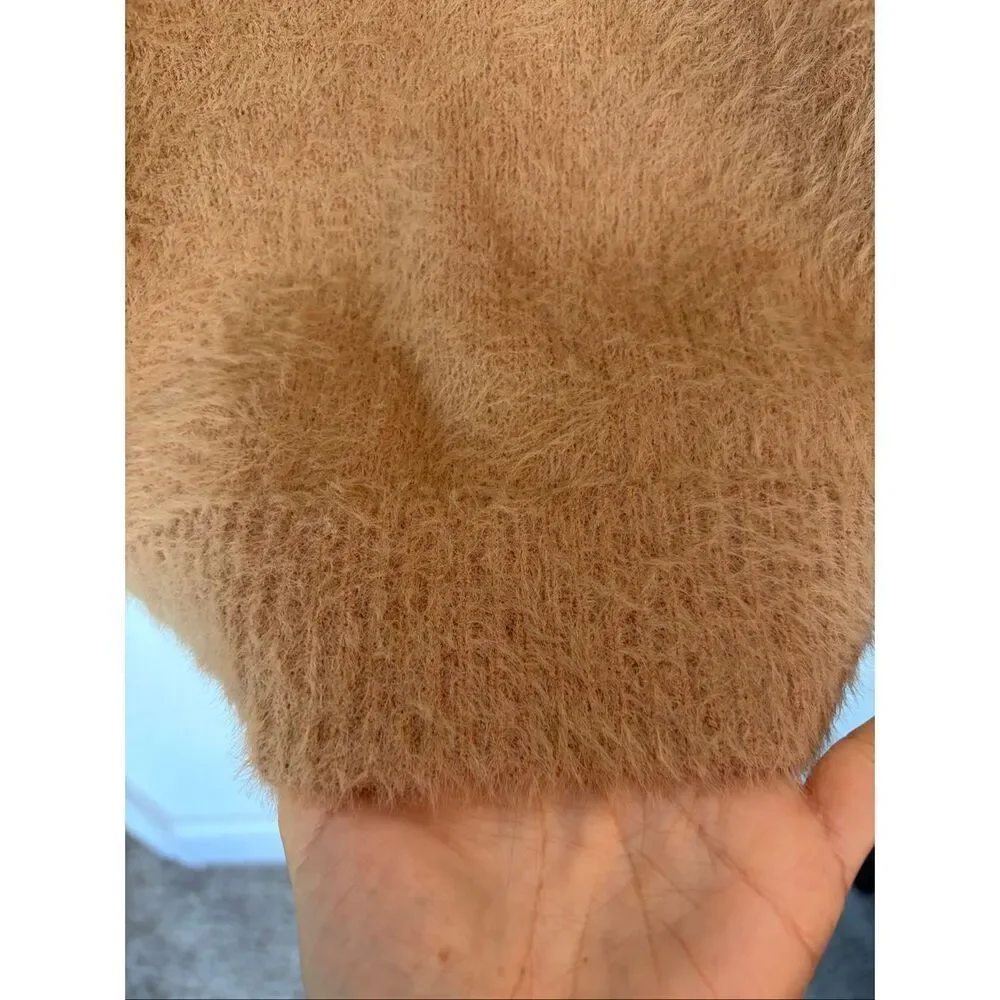 Tularosa Webster Fuzzy Foldover Neck Pullover Sweater in Camel Size M - Picture 9 of 12